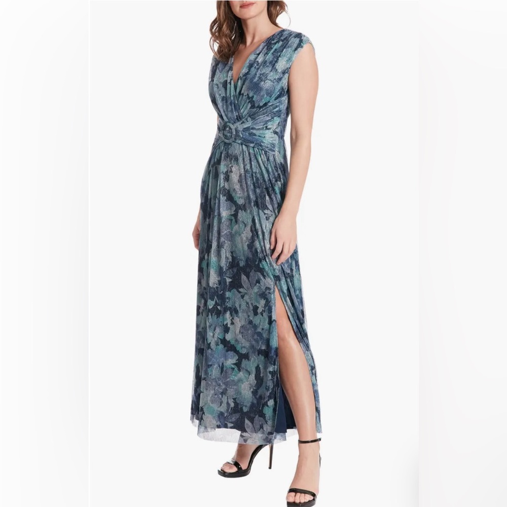 Maggy London Metallic Floral Garden Maxi Dress